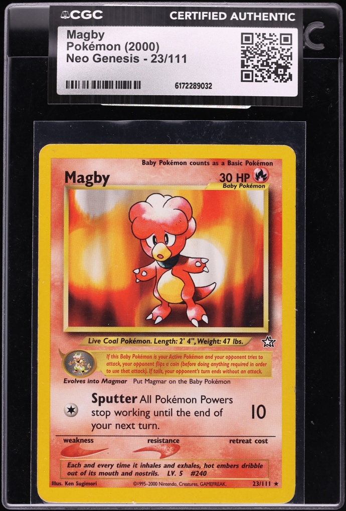 2000 Pokemon Neo Genesis Magby #23 CGC AUTH