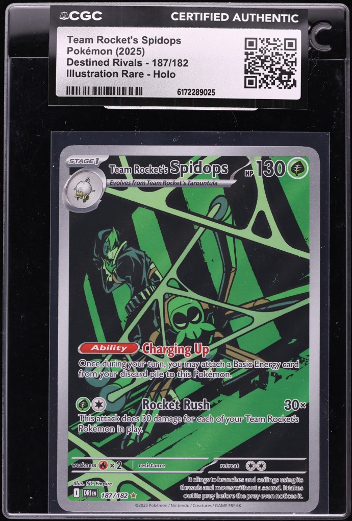 2025 Pokemon Scarlet & Violet Destined Rivals IR Team Rocket's Spidops #187 CGC AUTH