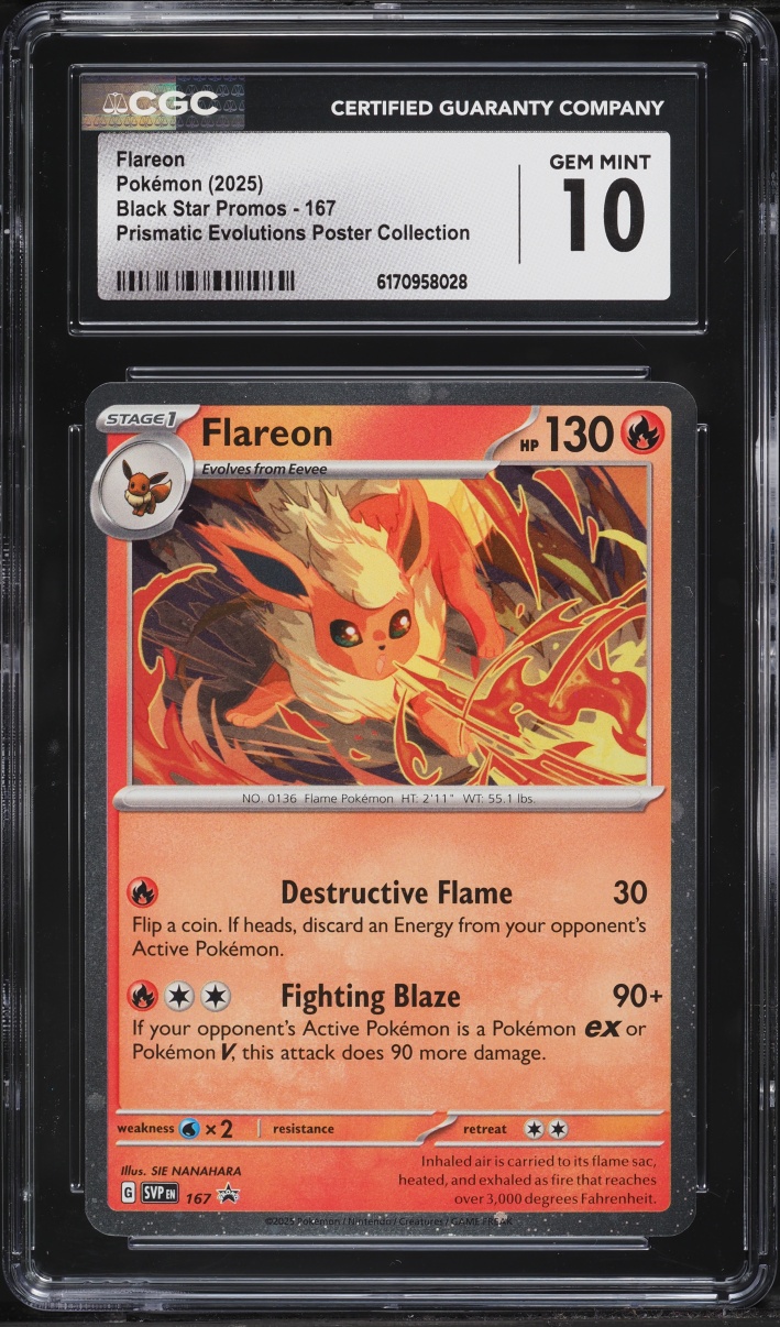 2025 Pokemon Scarlet & Violet Promo Prismatic Evolutions Poster Flareon #167 CGC 10 GEM MINT