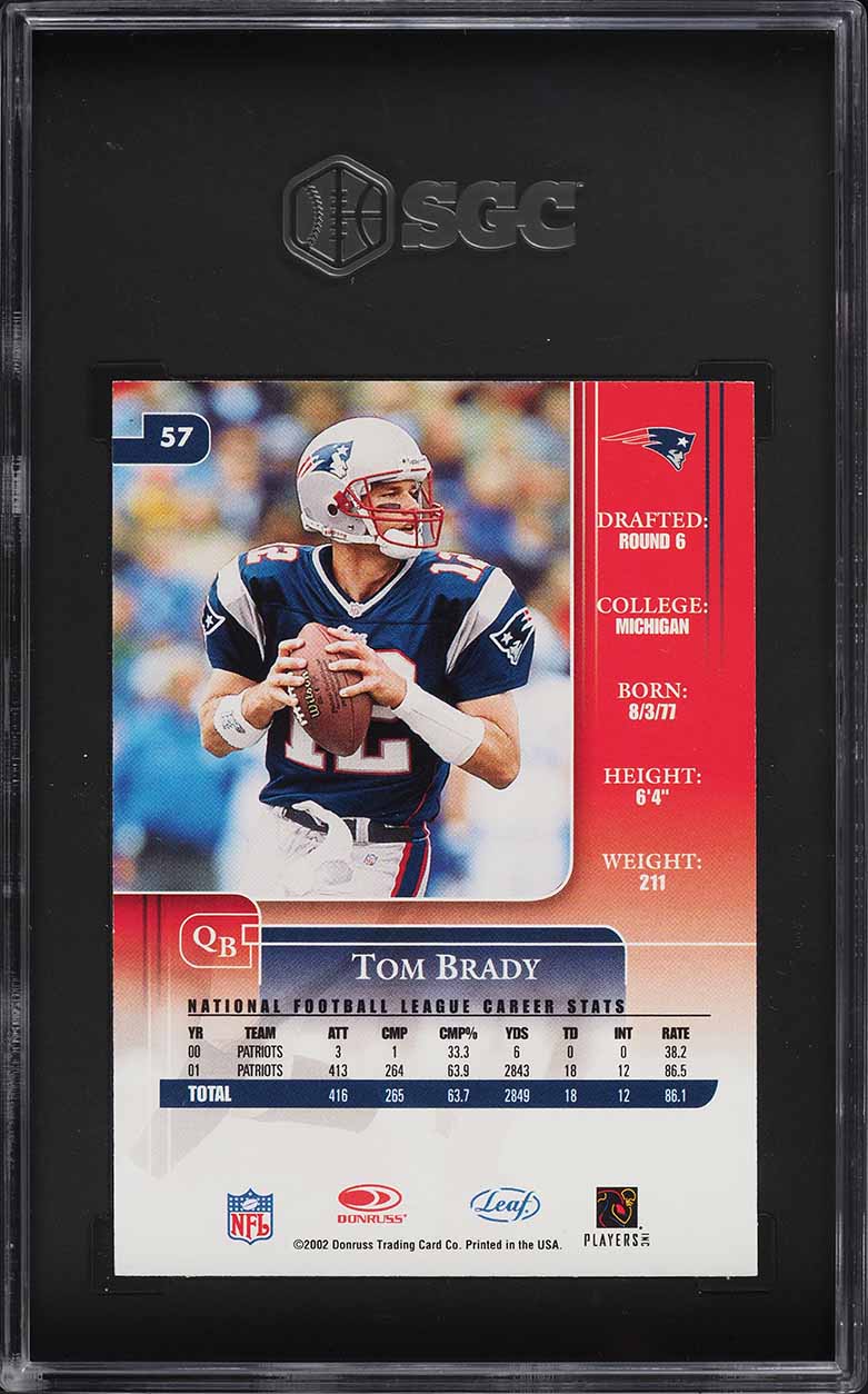 2002 Leaf Rookies & Stars Tom Brady #57 SGC 9 MINT