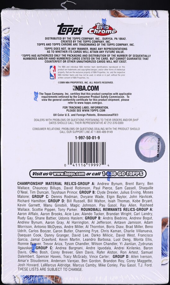 2009 Topps Basketball Factory Sealed Hobby Box - 36ct Packs