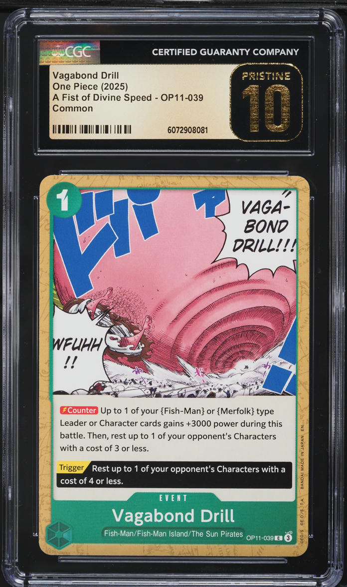 2025 One Piece A Fist Of Divine Speed Vagabond Drill #OP11-039 CGC 10 PRISTINE - Main Image