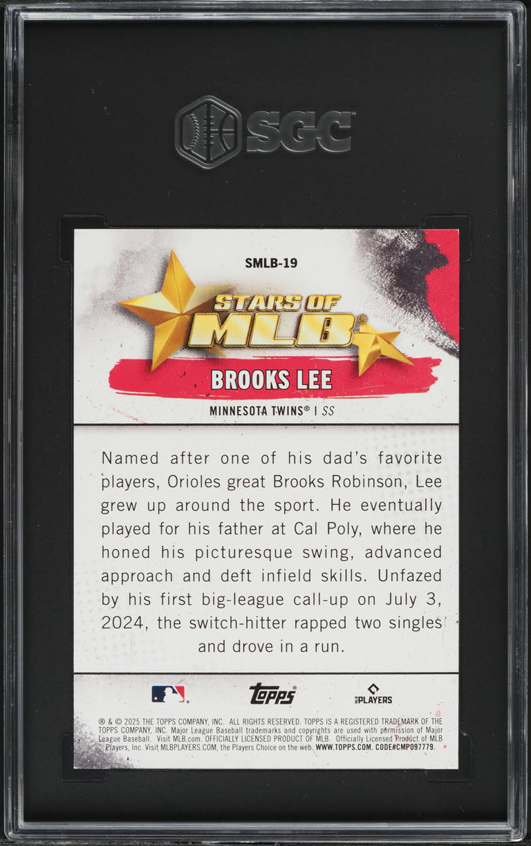 2025 Topps Stars Of MLB Brooks Lee ROOKIE #SMLB-19 SGC 10 GEM MINT