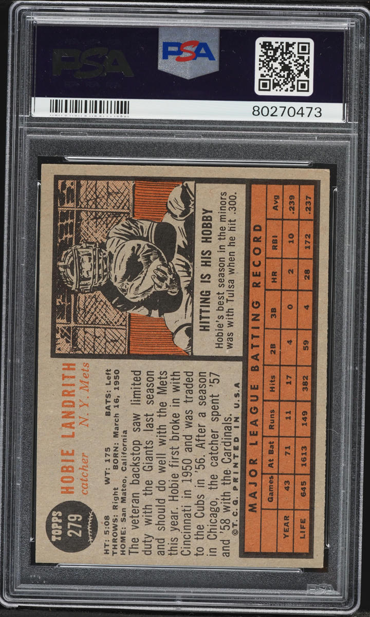 1962 Topps Hobie Landrith #279 PSA 4.5 VGEX+