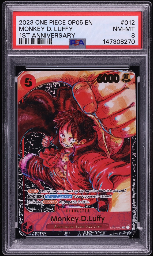 2023 #St01-012 One Piece Awakening Of The New Era 1st Super Rare Monkey D. Luffy Nm-Mt PSA 8