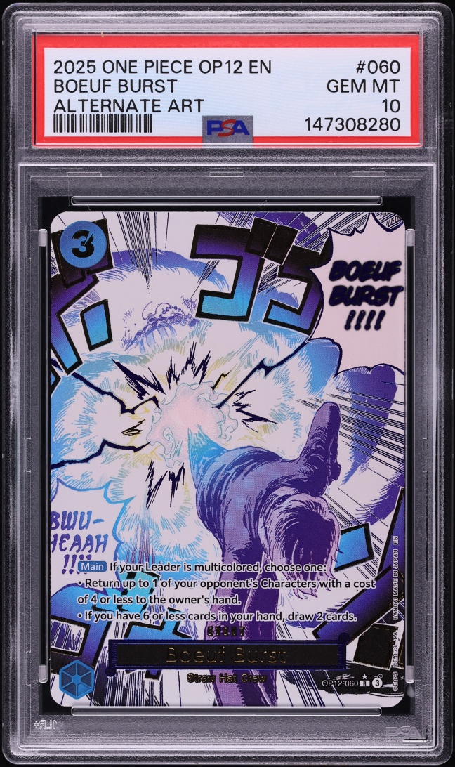 2025 #Op12-060 One Piece Legacy Of The Master Alt Art Boeuf Burst Gem Mint PSA 10