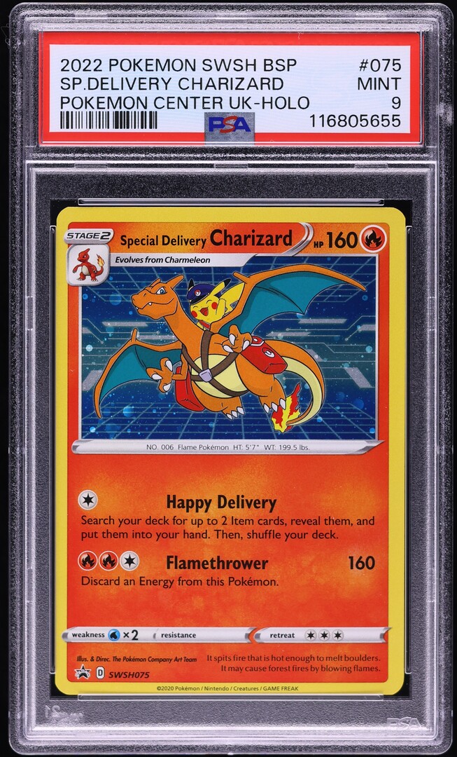 2022 Pokemon SWSH Black Star Promo Holo Special Delivery Charizard #75 PSA 9