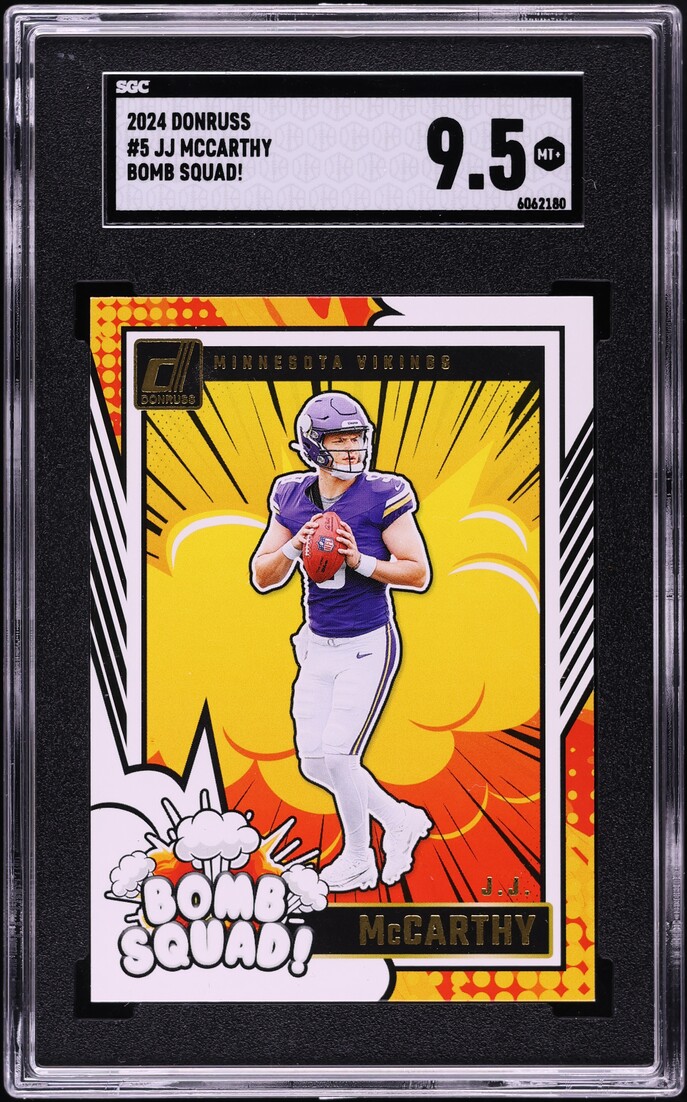 2024 Donruss Bomb Squad! J.J. McCarthy ROOKIE #5 SGC 9.5 MINT+