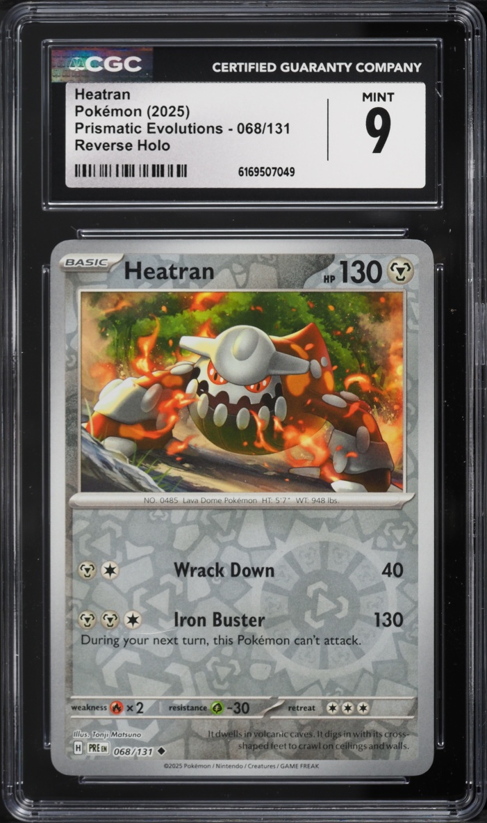 2025 Pokemon Scarlet & Violet Prismatic Evolutions Reverse Holo Heatran #68 CGC 9 MINT