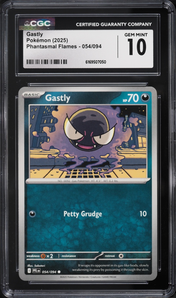2025 Pokemon Mega Evolution Phantasmal Flames Gastly #054 CGC 10 GEM MINT