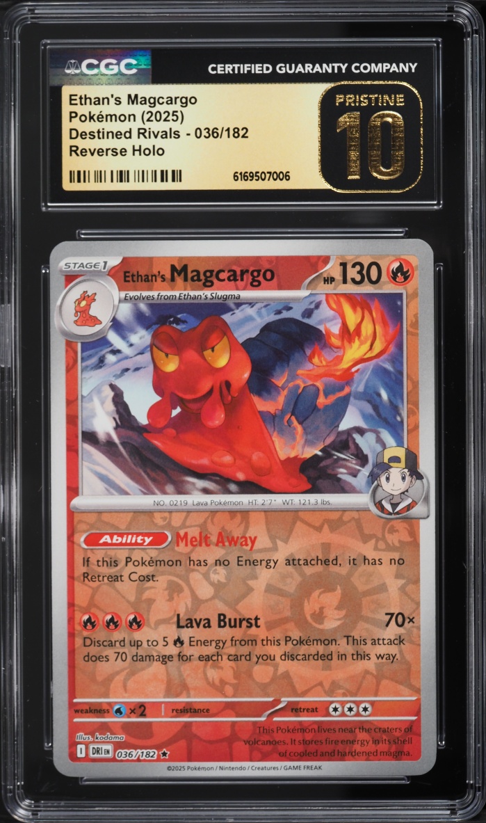 2025 Pokemon SV Destined Rivals Reverse Holo Ethan's Magcargo #036 CGC 10 PRISTINE