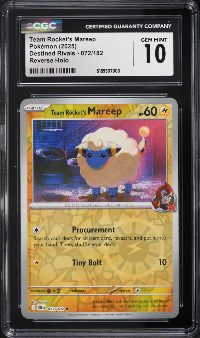 2025 Pokemon Scarlet & Violet Destined Rivals Reverse Holo Team Rocket's Mareep #72 CGC 10
