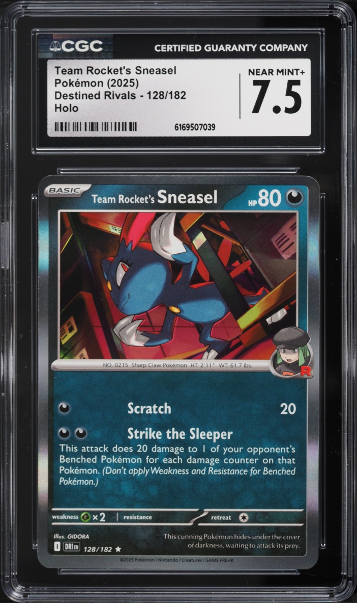 2025 Pokemon Scarlet & Violet Destined Rivals Holo Team Rocket's Sneasel #128 CGC 7.5 NRMT+