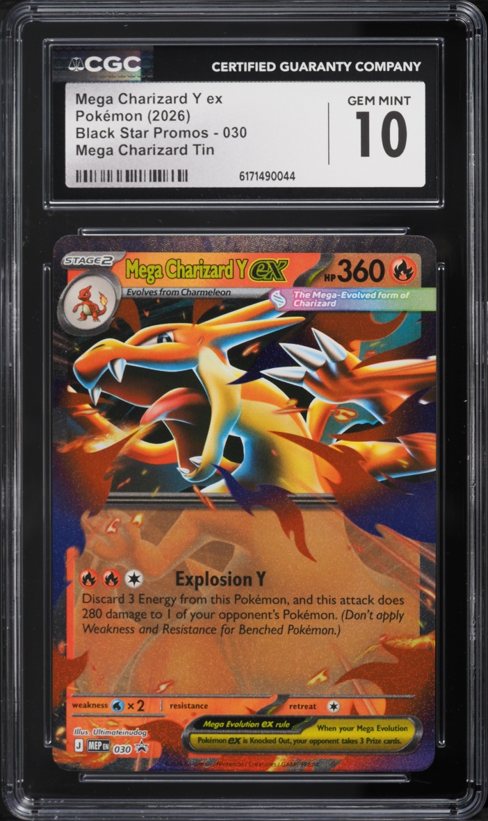 2026 Pokemon Mega Evolution Black Star Promo Tin Mega Charizard Y Ex #30 CGC 10 Gem Mint