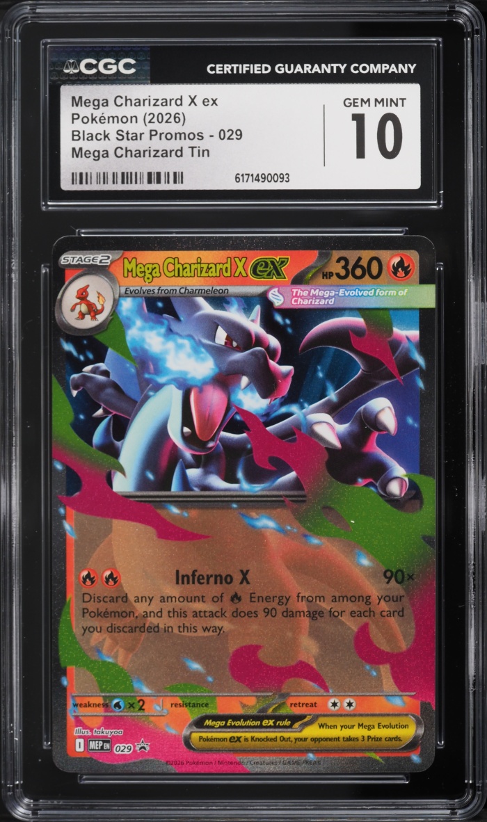 2026 Pokemon Mega Evolution Black Star Promo Tin Mega Charizard X Ex #29 CGC 10 Gem Mint
