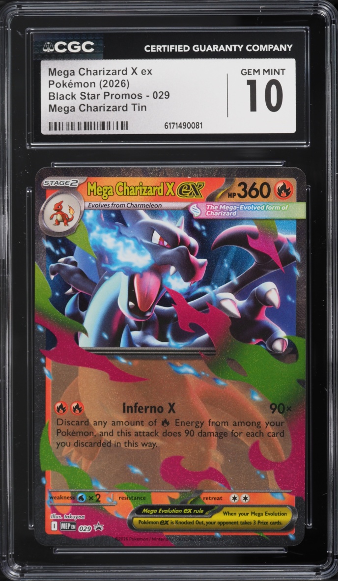 2026 Pokemon Mega Evolution Black Star Promo Tin Mega Charizard X Ex #29 CGC 10 Gem Mint