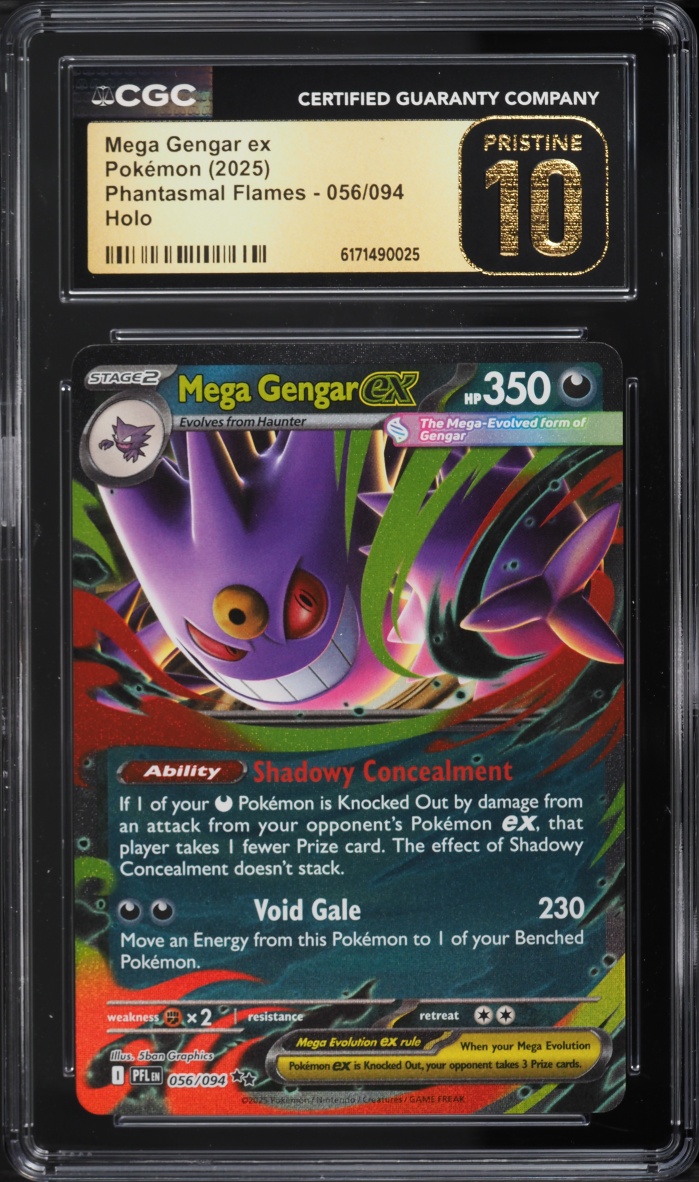 2025 Pokemon Mega Evolution Phantasmal Flames Holo Mega Gengar Ex #56 CGC 10 Pristine