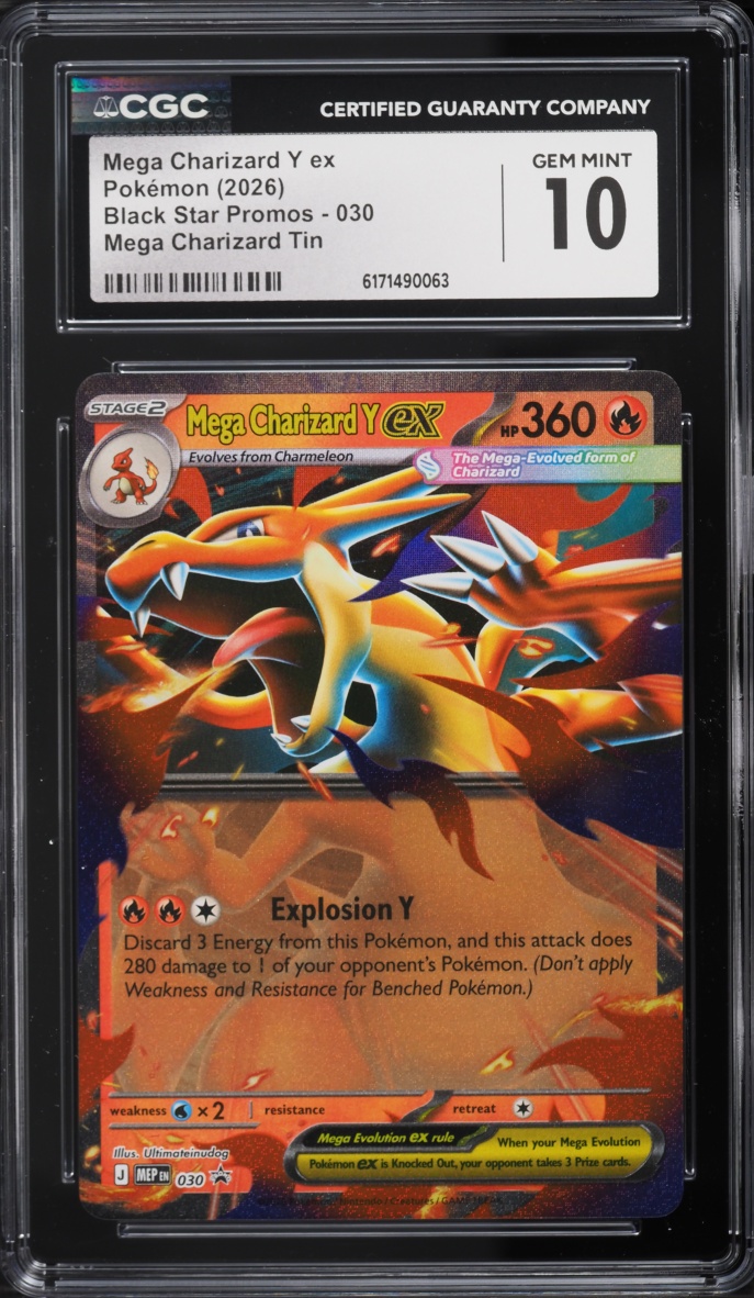 2026 Pokemon Mega Evolution Black Star Promo Tin Mega Charizard Y Ex #30 CGC 10 Gem Mint