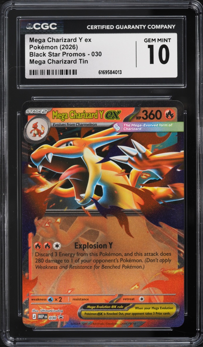 2026 Pokemon Mega Evolution Black Star Promo Tin Mega Charizard Y Ex #30 CGC 10 Gem Mint