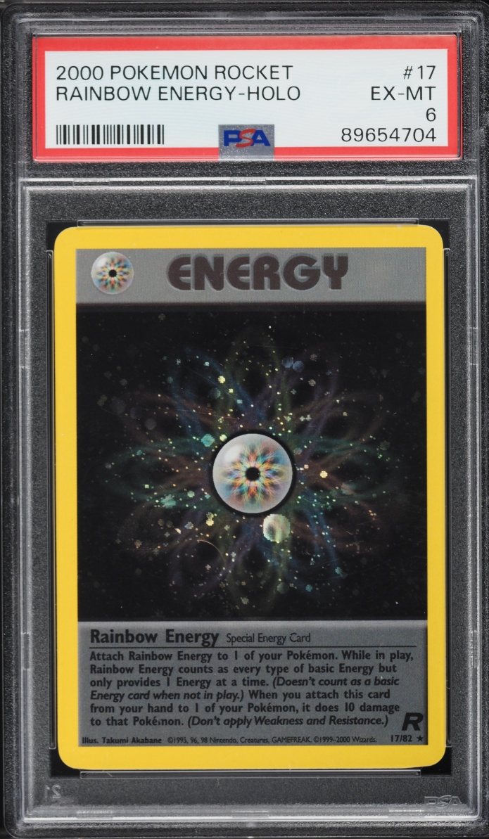 2000 Pokemon Team Rocket Holo Rainbow Energy #17 PSA 6 EXMT