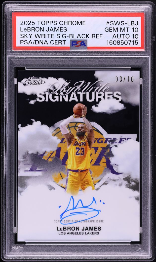 2025 Topps Chrome Sky Write Black Refractor LeBron James AUTO DNA 10 /10 #SWS-LBJ PSA 10 GEM