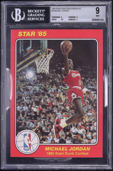 1985 Star Slam Dunk Supers 5X7 Michael Jordan ROOKIE #5 BGS 9 MINT