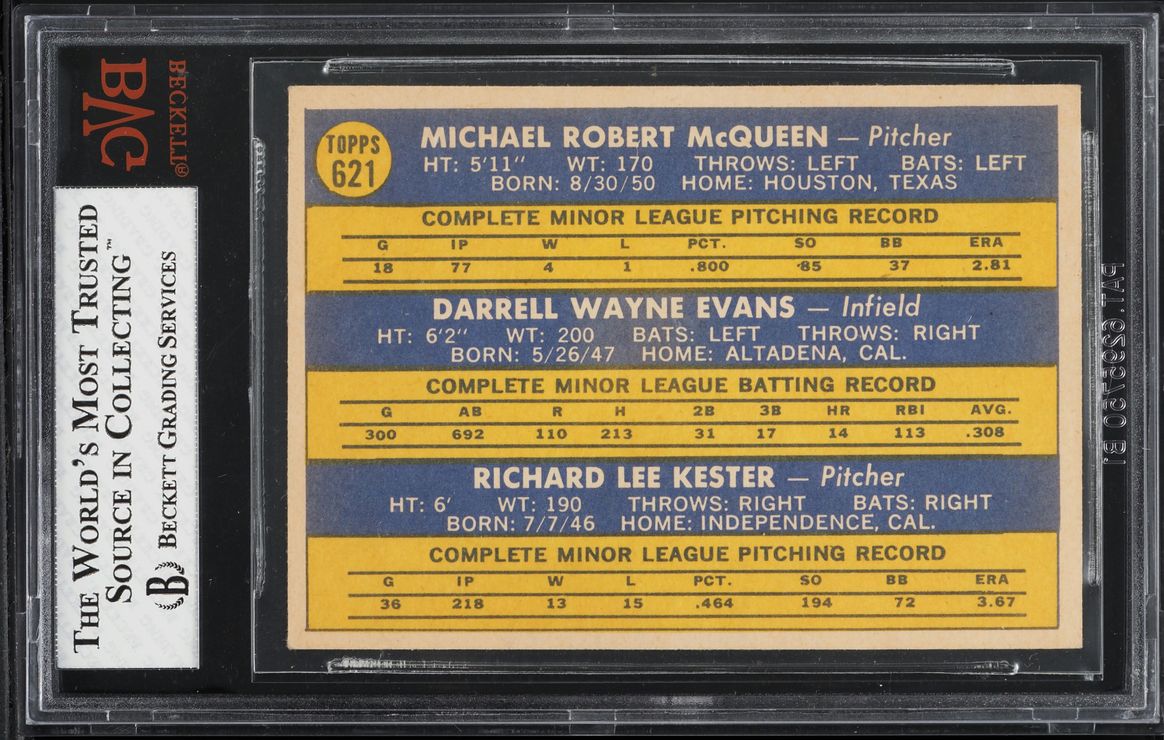 1970 Topps Darrell Evans ROOKIE #621 BVG 7.5 NRMT+