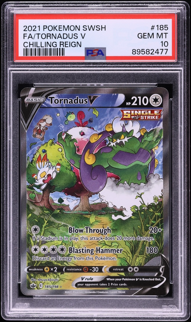 2021 Pokemon Sword & Shield Chilling Reign Alt Art Tornadus V #185 PSA 10 GEM MINT