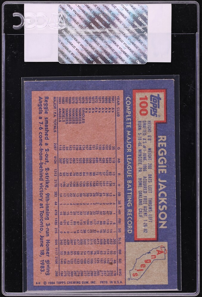 1984 Topps Reggie Jackson #100 CGC AUTH