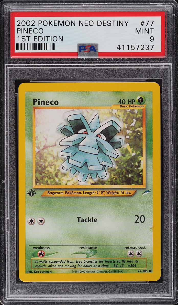 2002 Pokemon Neo Destiny 1st Edition Pineco #77 PSA 9 MINT