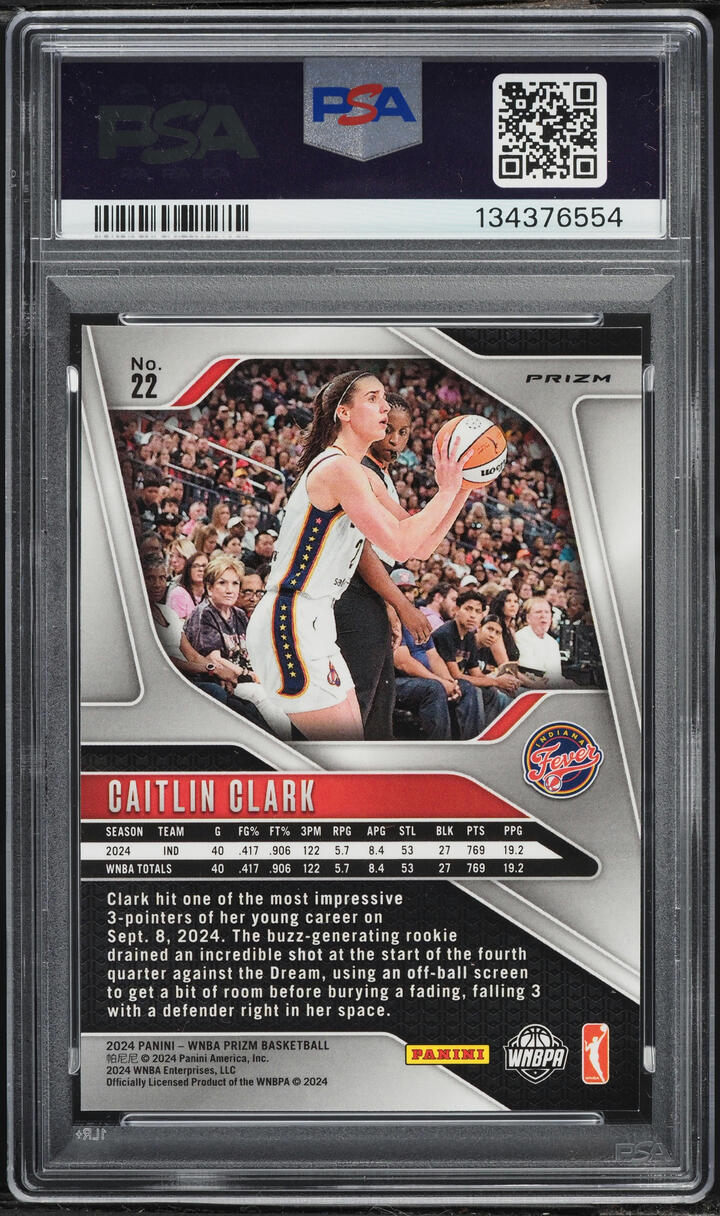 2024 Panini Prizm WNBA Blue Velocity Caitlin Clark ROOKIE #22 PSA 9 MINT