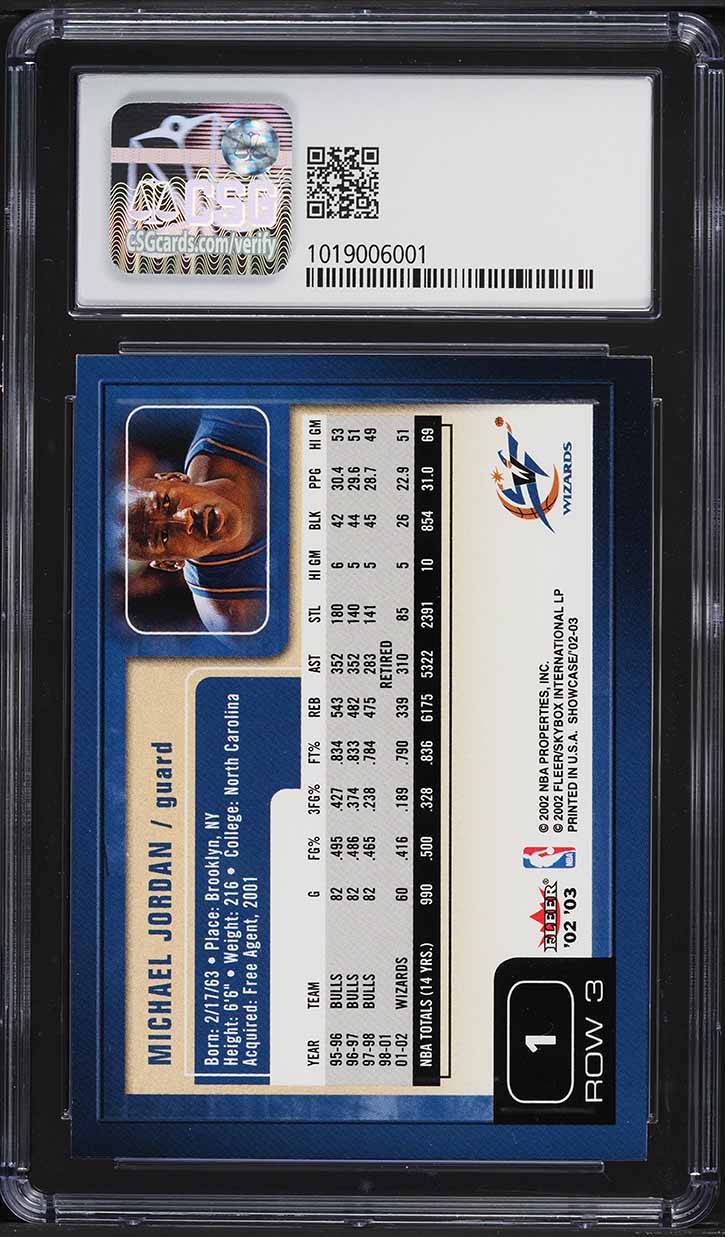 2002 Fleer Showcase Michael Jordan #1 CSG 8.5 NM-MT+