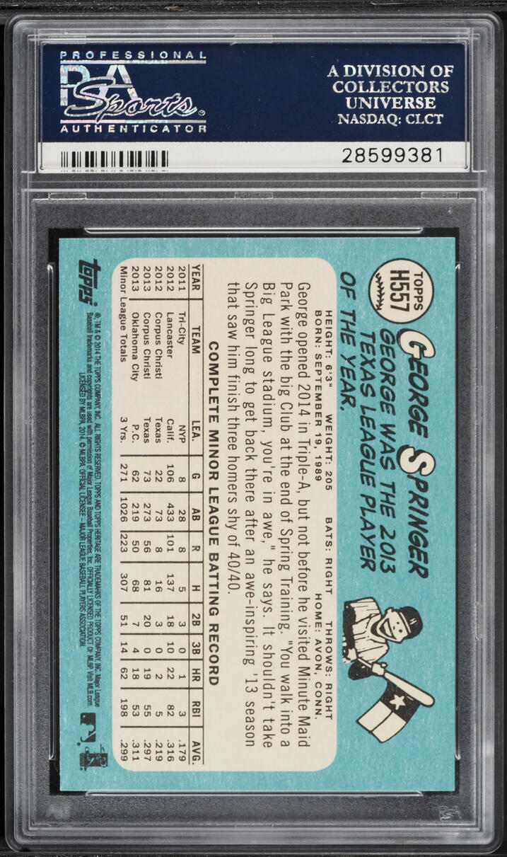 2014 Topps Heritage George Springer ROOKIE #H557 PSA 10 GEM MINT