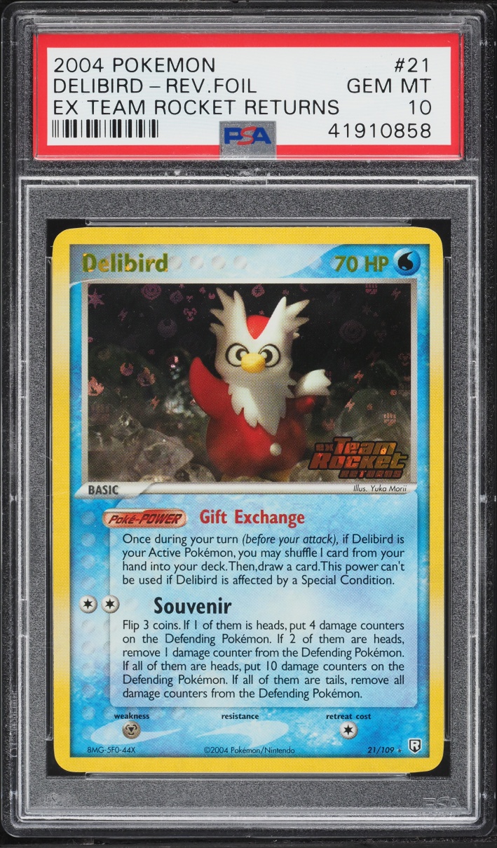 2004 Pokemon EX Team Rocket Returns Reverse Holo Delibird #21 PSA 10 GEM MINT