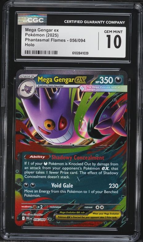2025 Pokemon Mega Phantasmal Flames Holo Mega Gengar EX #56 CGC 10