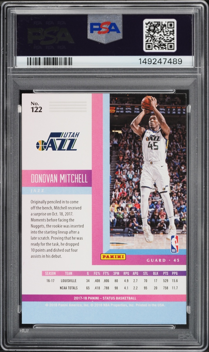 2017 Panini Status Donovan Mitchell ROOKIE #122 PSA 9 MINT