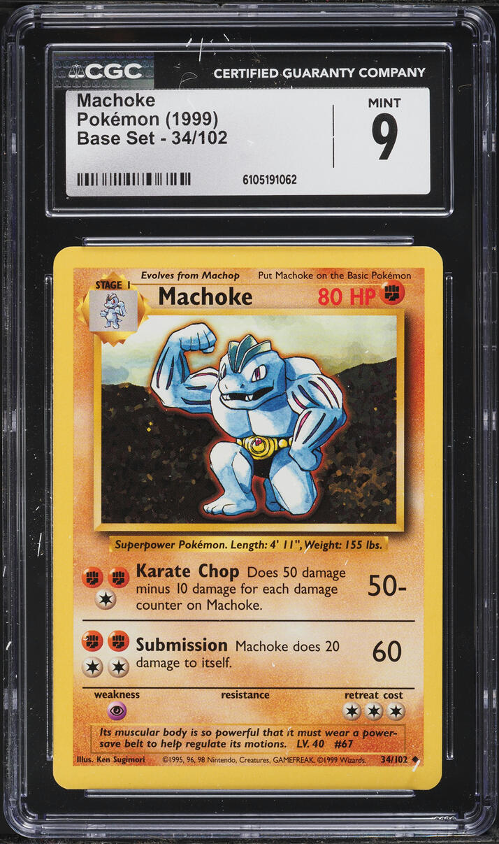 1999 Pokemon Base Set Machoke #34 CGC 9 MINT