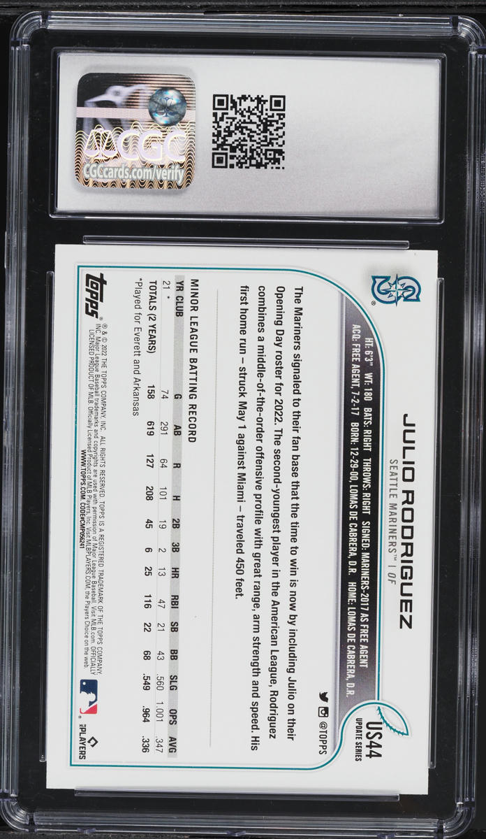 2022 Topps Update Julio Rodriguez ROOKIE #US44 CGC 9.5 MINT+