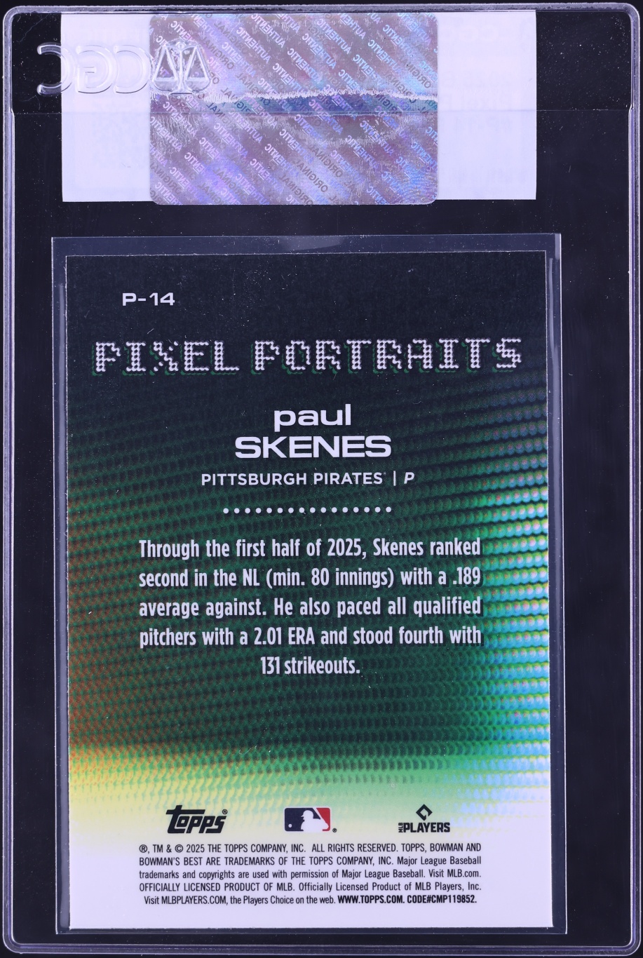 2025 Bowman's Best Pixel Portraits Paul Skenes #P-14 CGC AUTH