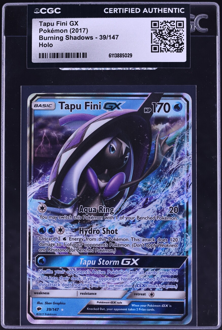 2017 Pokemon Sun & Moon Burning Shadows Tapu Fini GX #39 CGC AUTH
