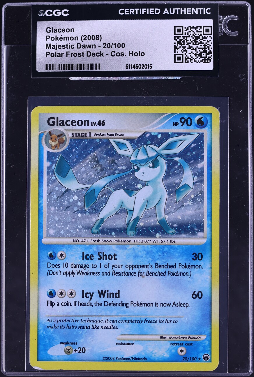 2008 Pokemon Diamond & Pearl Majestic Dawn Polar Frost Deck Holo Glaceon #20 CGC AUTH