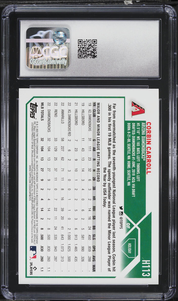 2023 Topps Holiday Christmas Light Necklace Corbin Carroll ROOKIE #H113 CGC 10