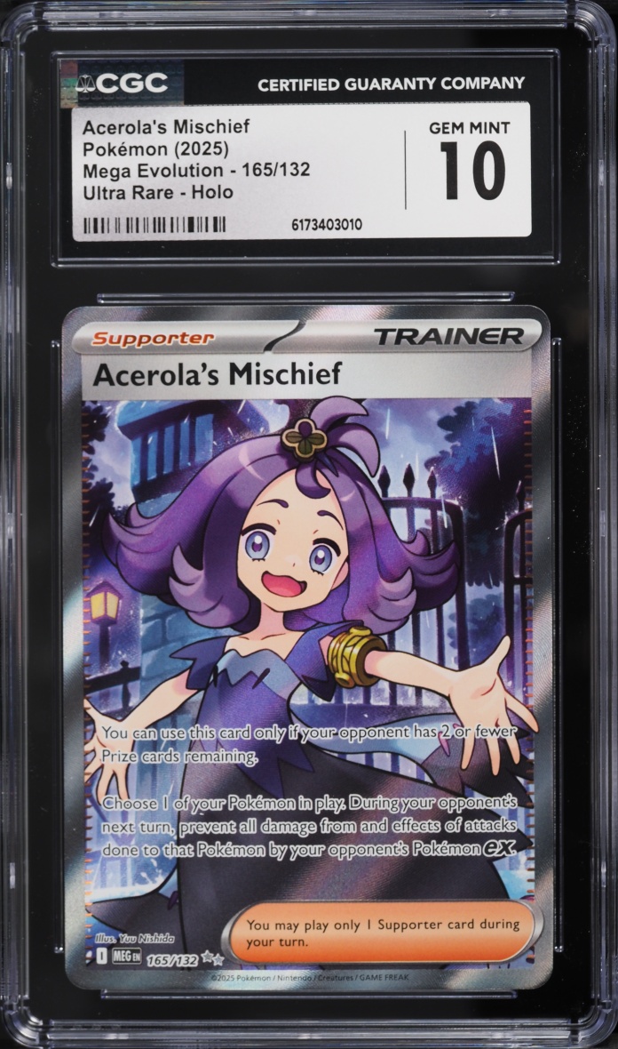 2025 Pokemon Mega Evolution Full Art Acerola's Mischief #165 CGC 10 GEM MINT