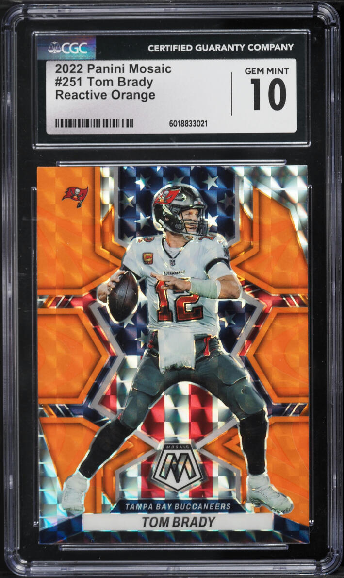 2022 Panini Mosaic Reactive Orange Tom Brady #251 CGC 10 GEM MINT