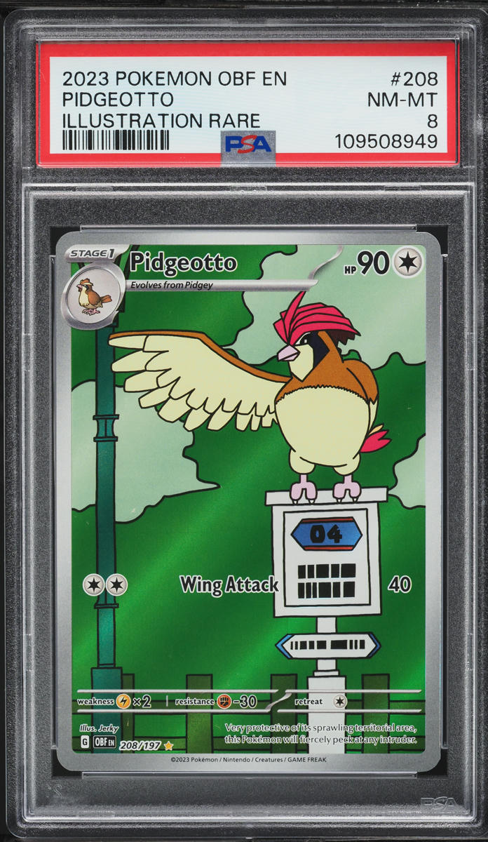 2023 Pokemon Scarlet & Violet Obsidian Flames AR Pidgeotto #208 PSA 8 NM-MT