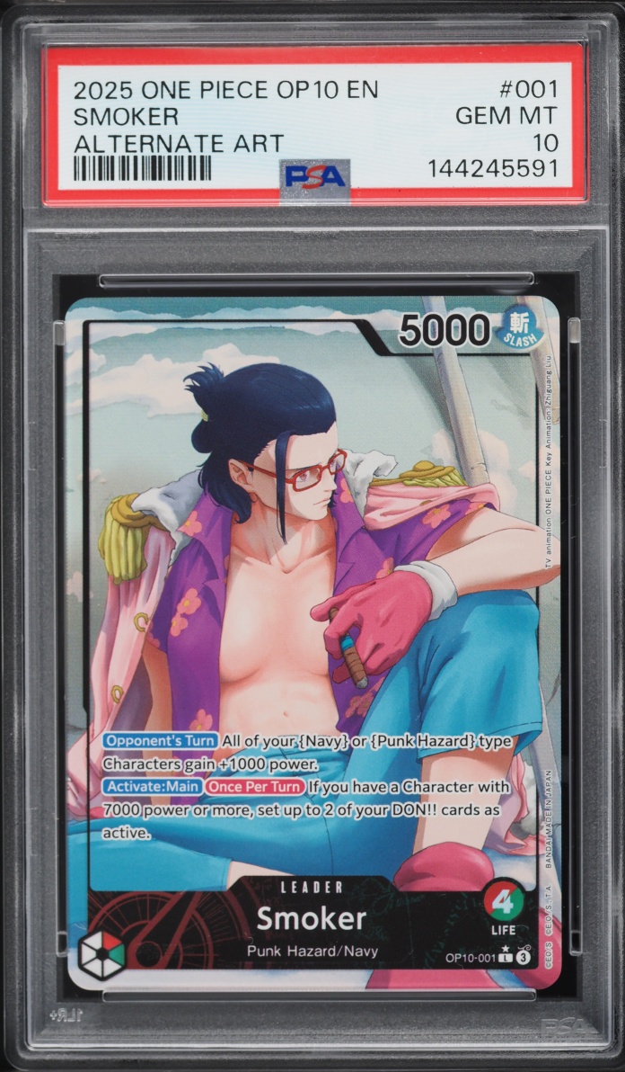 2025 One Piece Royal Blood Alt Art Leader Smoker #OP10-001 PSA 10 GEM MINT
