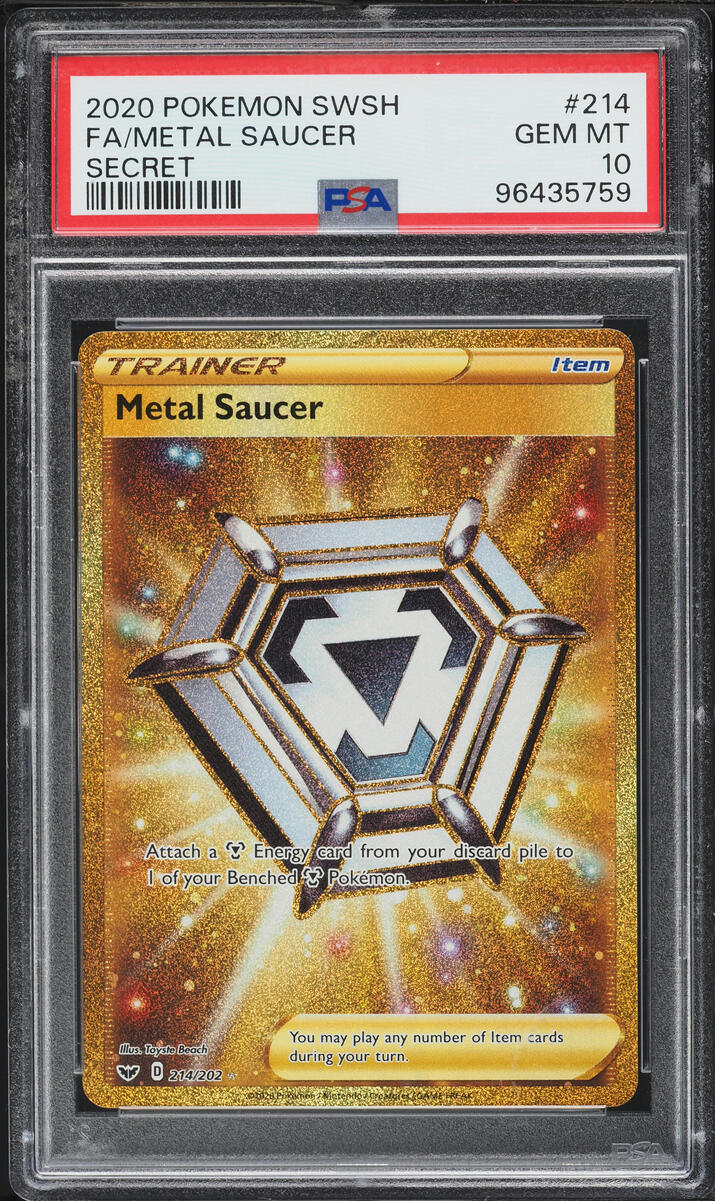 2020 Pokemon Sword & Shield Full Art Metal Saucer #214 PSA 10 GEM MINT