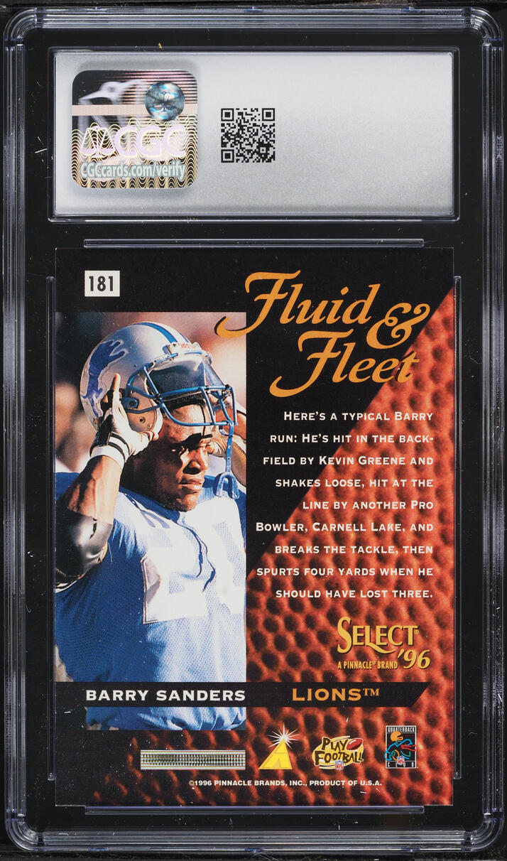 1996 Select Football Barry Sanders #181 CGC 10 GEM MINT
