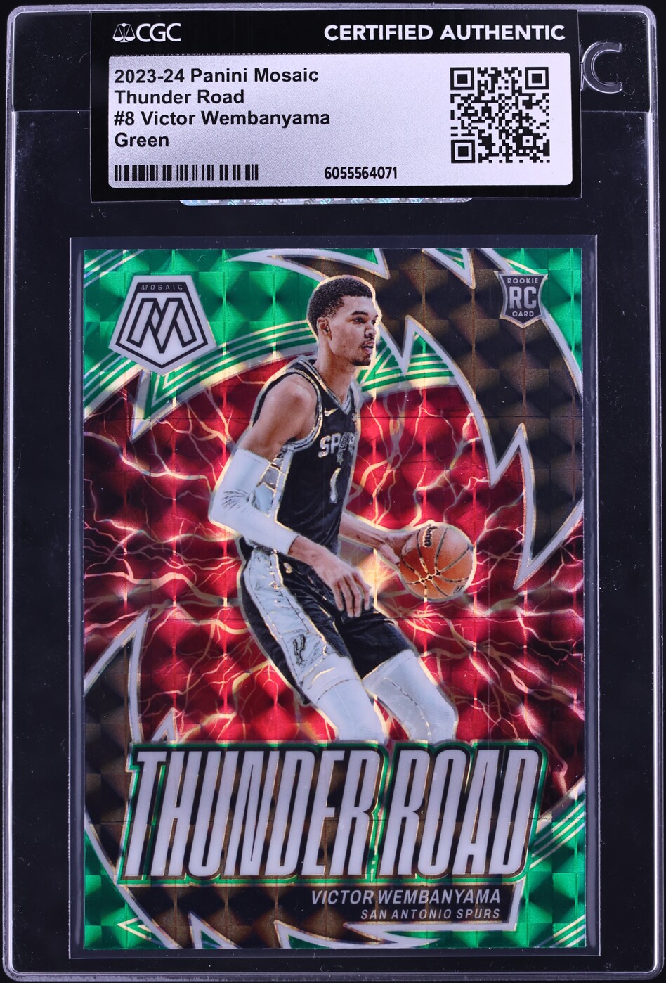 2023 Panini Mosaic Thunder Road Green Victor Wembanyama ROOKIE #8 CGC AUTH