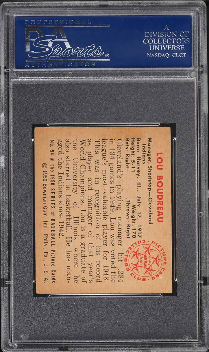 1950 Bowman Lou Boudreau #94 PSA 6 EXMT